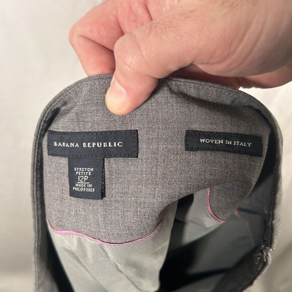 Banana Republic Skirt Women's 12P Petite Grey Woven in Italy Side Zip Work - Picture 10 of 10